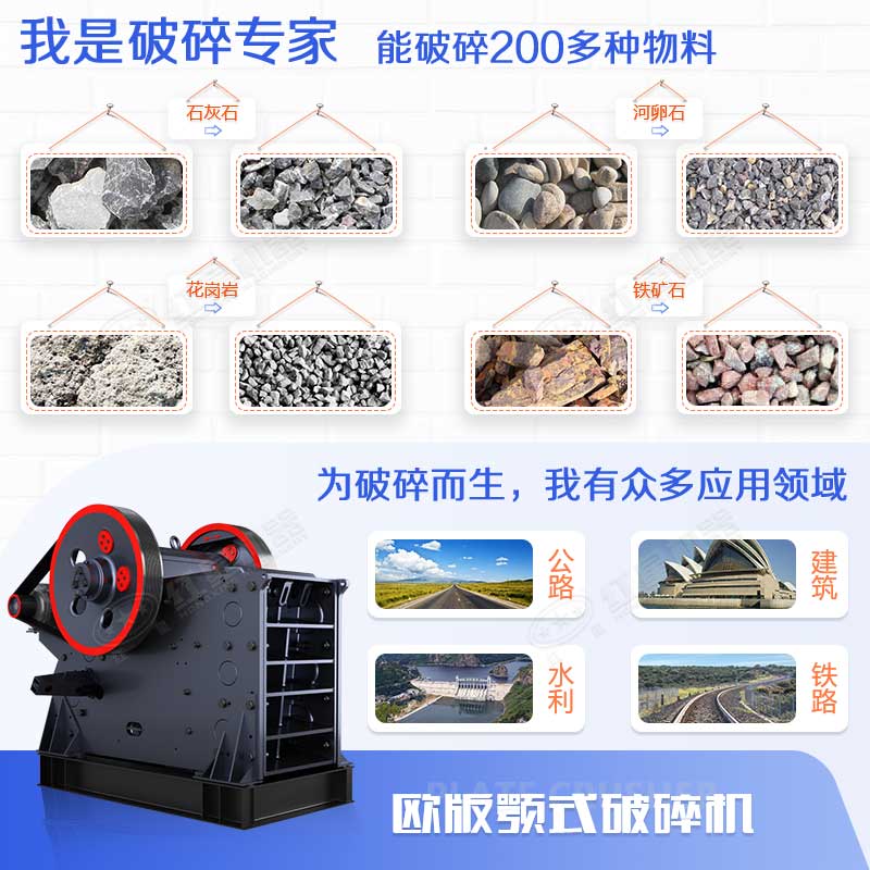 顎式破碎機(jī)能力強(qiáng)、應(yīng)用范圍廣 顎式破碎機(jī)能力強(qiáng)、應(yīng)用范圍廣